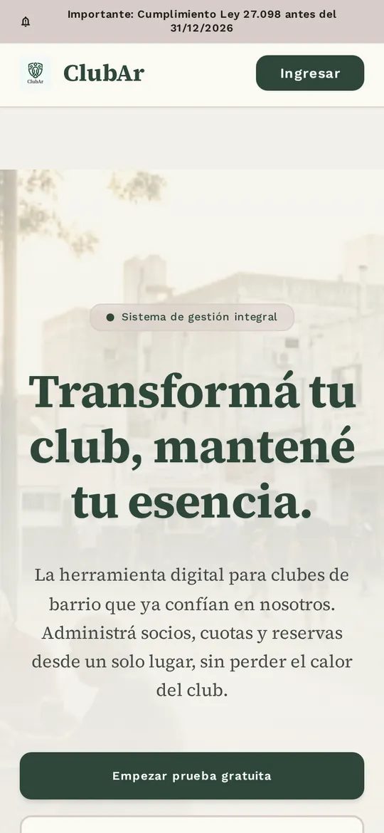 Landing de ClubAr